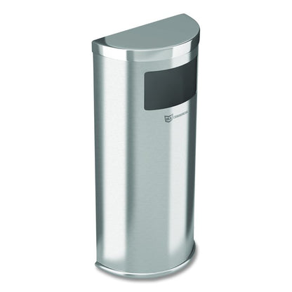 Side-Entry Trash Can with Wall Mount, 9 gal, Stainless Steel, Silver