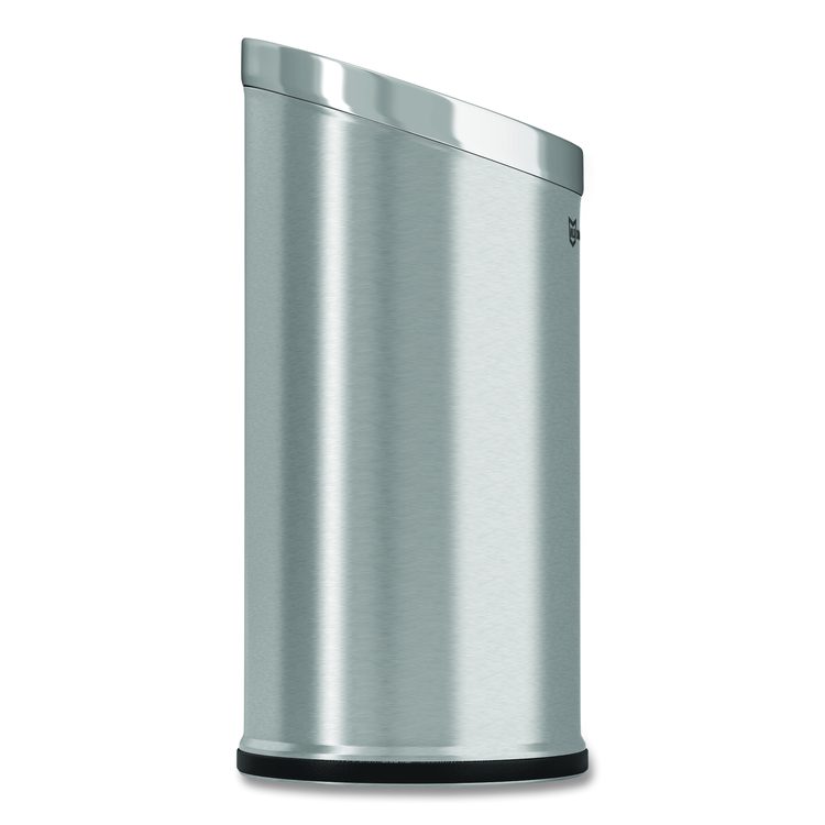 Beveled Open Top Trash Can, 15 gal, Stainless Steel, Silver