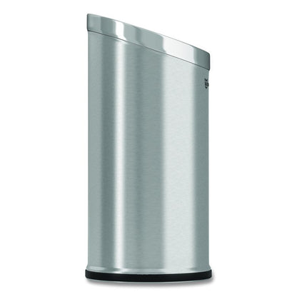 Beveled Open Top Trash Can, 15 gal, Stainless Steel, Silver