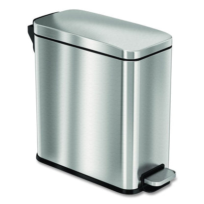 Step Pedal Trash Can, 3 gal, Plastic/Stainless Steel, Silver