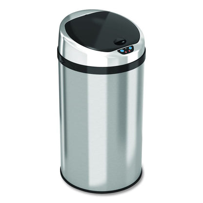 Sensor Trash Can, 8 gal, Plastic/Stainless Steel, Silver
