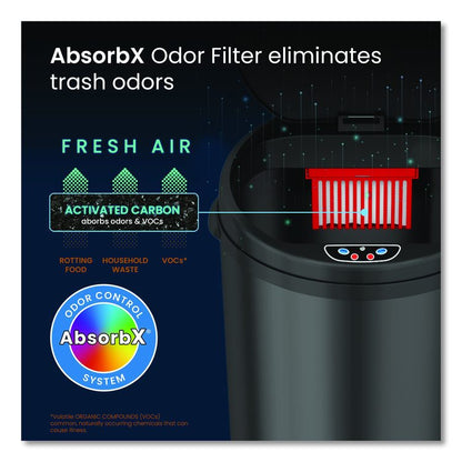 Sensor Trash Can, 8 gal, Plastic/Stainless Steel, Black