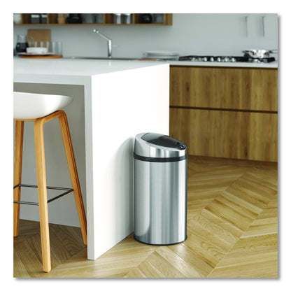 Sensor Trash Can, 8 gal, Plastic/Stainless Steel, Silver