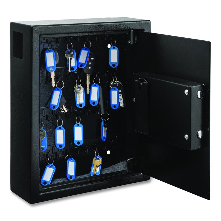 Steel Digital Lock Key Cabinet, 40-Key, 13 x 4 x 14.3, Stainless Steel 304, Black