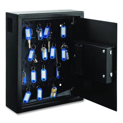 Steel Digital Lock Key Cabinet, 40-Key, 13 x 4 x 14.3, Stainless Steel 304, Black