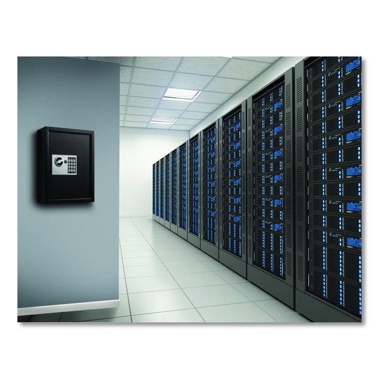 Steel Digital Lock Key Cabinet, 40-Key, 13 x 4 x 14.3, Stainless Steel 304, Black