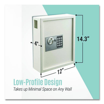 Steel Digital Lock Key Cabinet, 40-Key, 13 x 4 x 14.3, Stainless Steel 304, White
