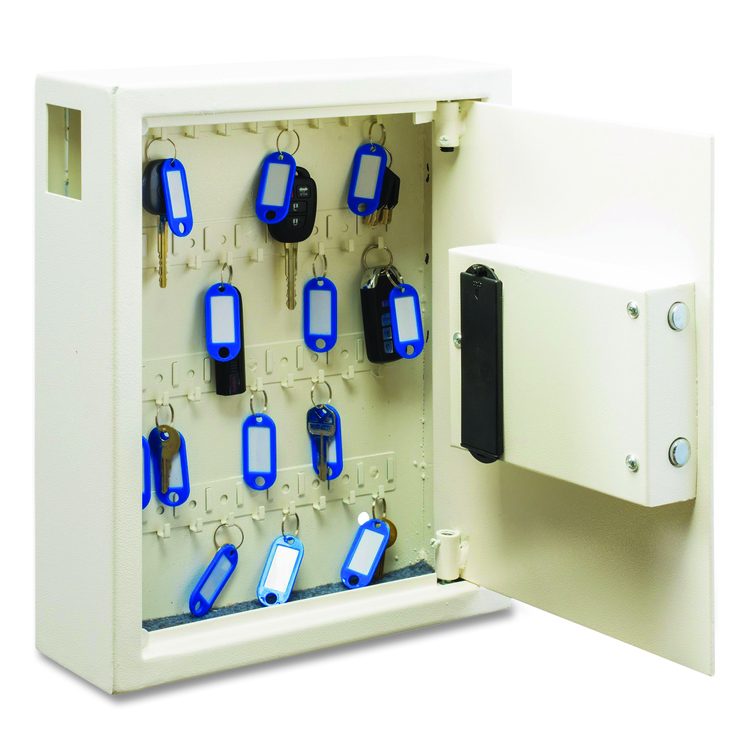 Steel Digital Lock Key Cabinet, 40-Key, 13 x 4 x 14.3, Stainless Steel 304, White