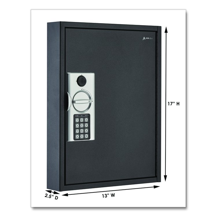 Steel Digital Lock Key Cabinet, 60-Key, 13 x 2.6 x 17, Stainless Steel 304, Black