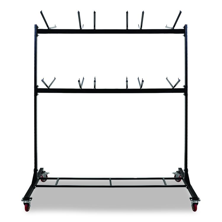 Steel Folding Chair Two-Tier Utility Cart, Metal, 1,000 lb Capacity, 33 x 65 x 68.5, Black