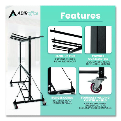 Folding Chair and Table Combo Cart, Metal, 600 lb Capacity, 33.7 x 65 x 67, Black