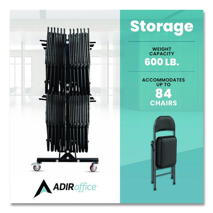 Steel Folding Chair Two-Tier Utility Cart, Metal, 1,000 lb Capacity, 33 x 65 x 68.5, Black