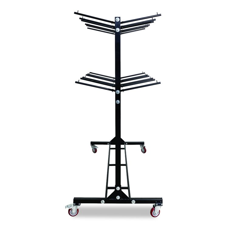 Steel Folding Chair Two-Tier Utility Cart, Metal, 1,000 lb Capacity, 33 x 65 x 68.5, Black