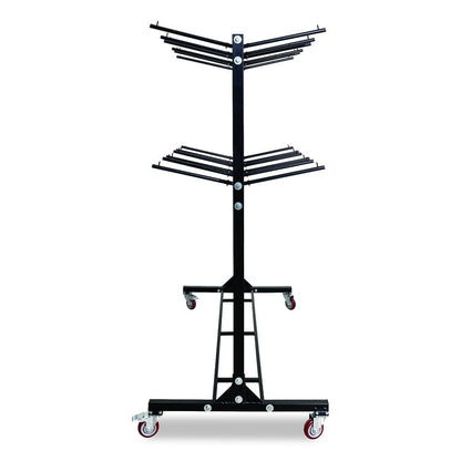Steel Folding Chair Two-Tier Utility Cart, Metal, 1,000 lb Capacity, 33 x 65 x 68.5, Black