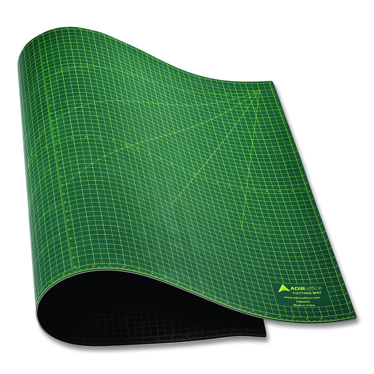 Reversible Self Healing Cutting Mat, 1" Grid with Guide Angles, 30" x 42", Green/Black