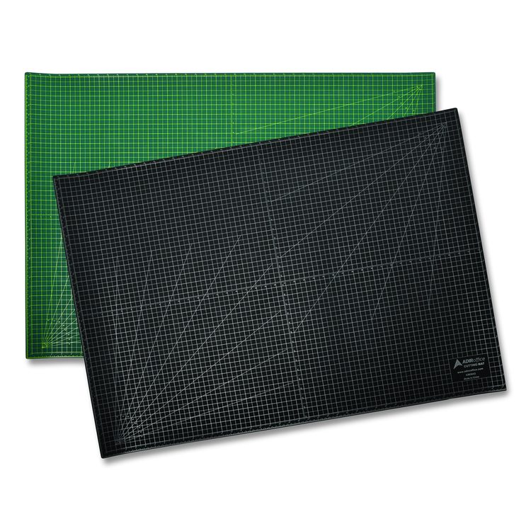 Reversible Self Healing Cutting Mat, 1" Grid with Guide Angles, 30" x 42", Green/Black