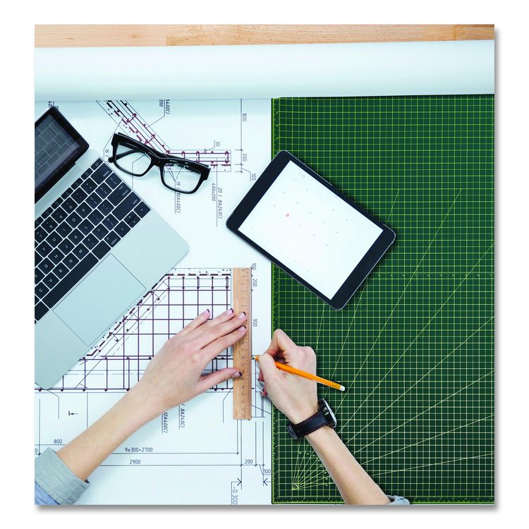 Reversible Self Healing Cutting Mat, 1" Grid with Guide Angles, 30" x 42", Green/Black