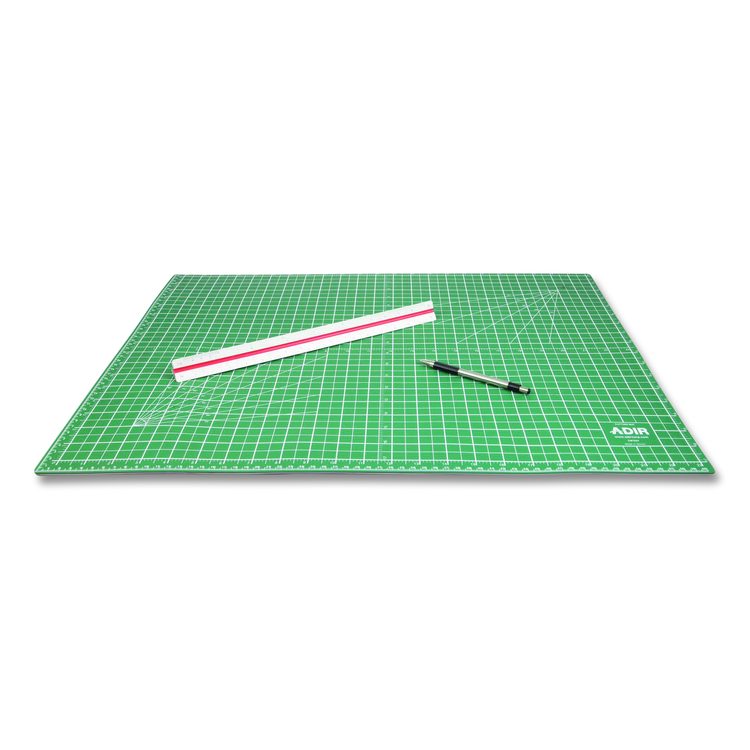 Reversible Self Healing Cutting Mat, 1" Grid with Guide Angles, 36" x 48", Green/Black