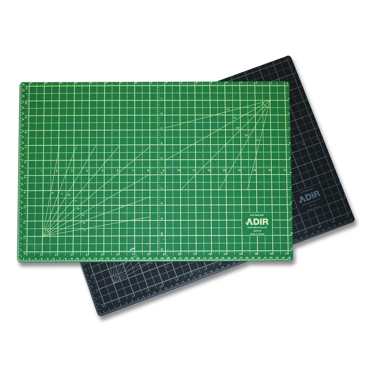 Reversible Self Healing Cutting Mat, 1" Grid with Guide Angles, 36" x 48", Green/Black