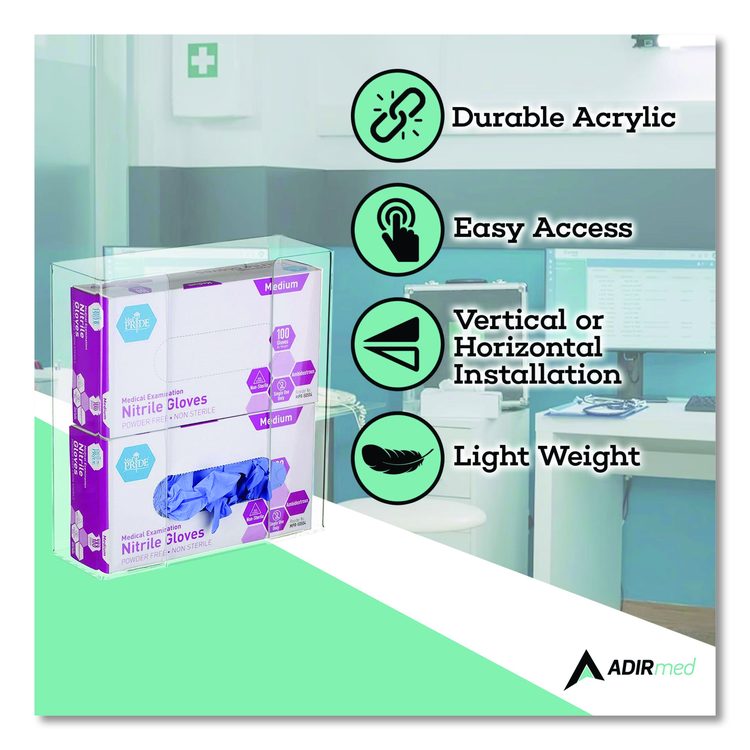 Acrylic Glove Dispenser, Double Box Capacity, 10.2 x 3.5 x 10.8, Clear