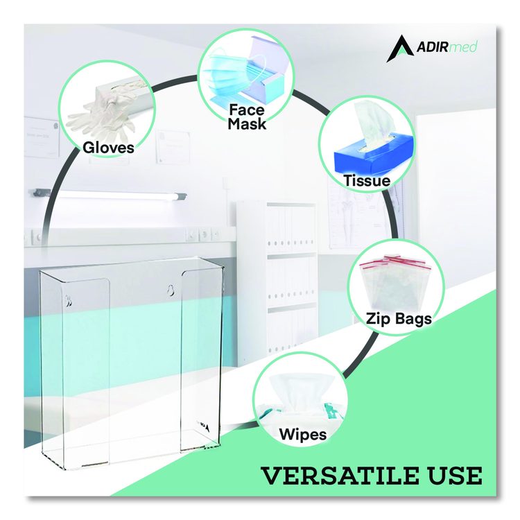 Acrylic Glove Dispenser, Double Box Capacity, 10.2 x 3.5 x 10.8, Clear