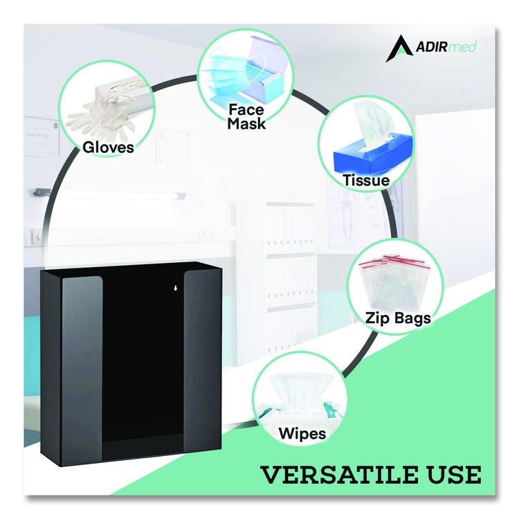 Acrylic Glove Dispenser, Double Box Capacity, 10.2 x 3.5 x 10.8, Black