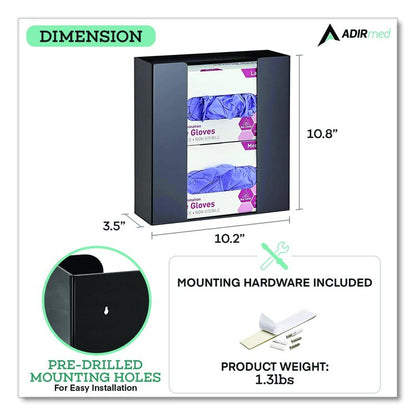 Acrylic Glove Dispenser, Double Box Capacity, 10.2 x 3.5 x 10.8, Black
