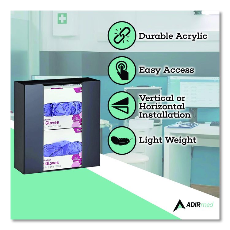 Acrylic Glove Dispenser, Double Box Capacity, 10.2 x 3.5 x 10.8, Black