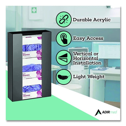 Acrylic Glove Dispenser, Triple Box Capacity, 10.2 x 3.5 x 16.1, Black
