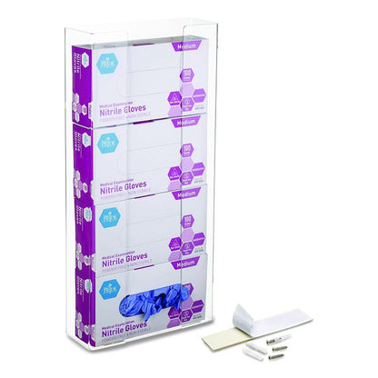 Acrylic Glove Dispenser, Quad Box Capacity, 10.2 x 3.5 x 21.1, Clear