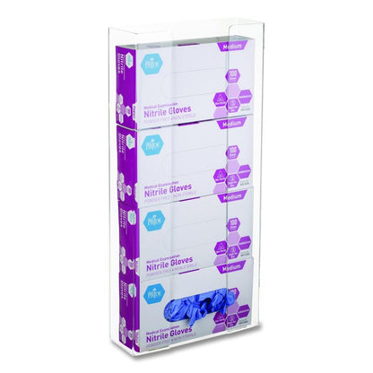 Acrylic Glove Dispenser, Quad Box Capacity, 10.2 x 3.5 x 21.1, Clear