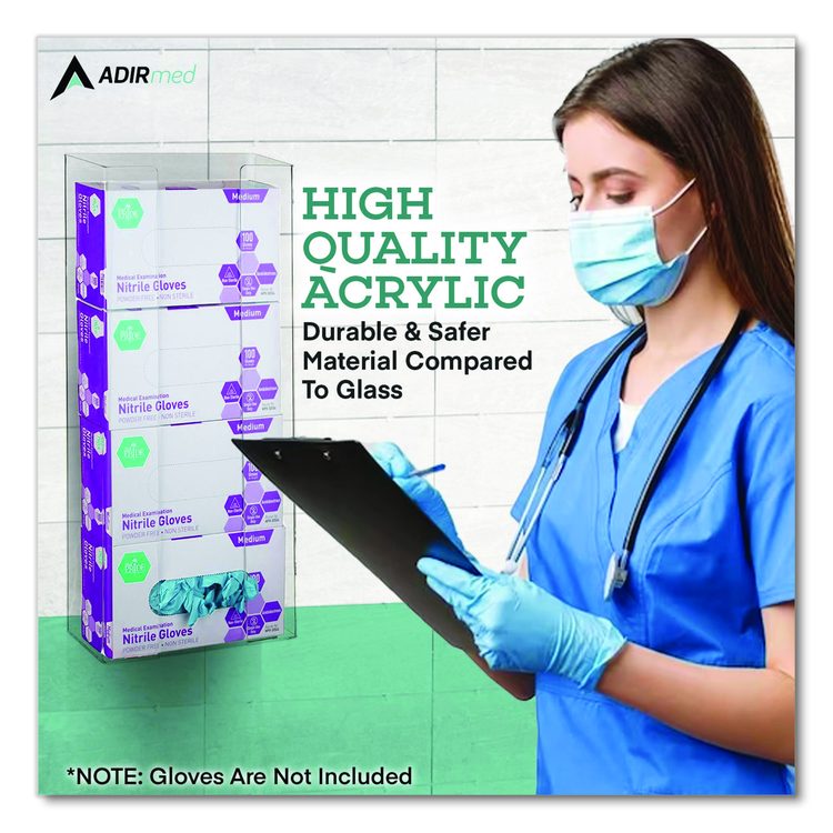 Acrylic Glove Dispenser, Quad Box Capacity, 10.2 x 3.5 x 21.1, Clear