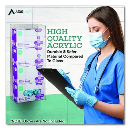 Acrylic Glove Dispenser, Quad Box Capacity, 10.2 x 3.5 x 21.1, Clear