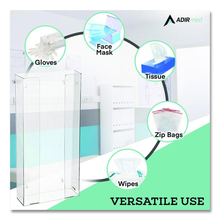 Acrylic Glove Dispenser, Quad Box Capacity, 10.2 x 3.5 x 21.1, Clear