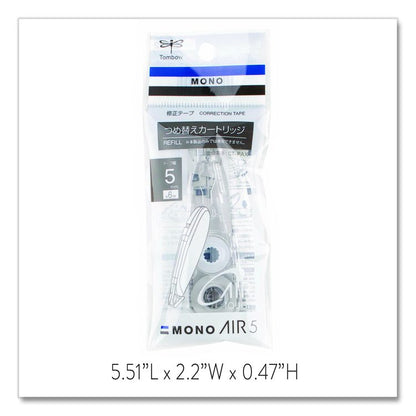 MONO Air Pen-Type Correction Tape, Refillable, 0.19" x 19.67 ft, White Tape, Clear Dispenser