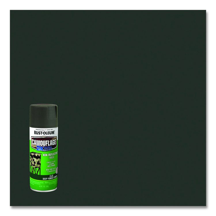 Camouflage Spray Paint, Flat Deep Forest Green, 12 oz Aerosol Can, 6/Carton