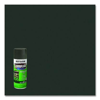 Camouflage Spray Paint, Flat Deep Forest Green, 12 oz Aerosol Can, 6/Carton