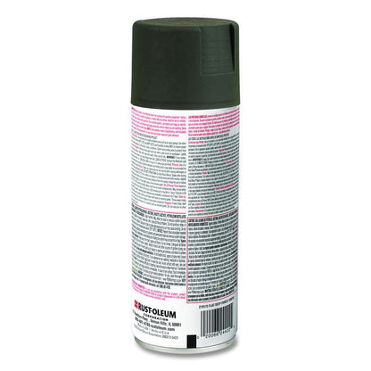 Camouflage Spray Paint, Flat Deep Forest Green, 12 oz Aerosol Can, 6/Carton
