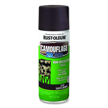 Camouflage Spray Paint, Flat Earth Brown, 12 oz Aerosol Can