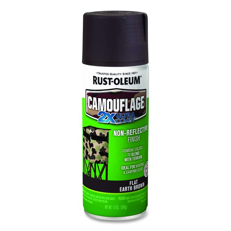 Camouflage Spray Paint, Flat Earth Brown, 12 oz Aerosol Can, 6/Carton