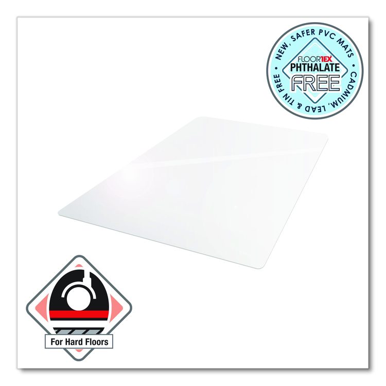 Cleartex Advantagemat Phthalate Free PVC Chair Mat for Hard Floors, Rectangular, 53" x 45", Clear