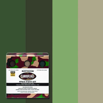 Camouflage 2X Ultra Cover Assorted Spray Paint Kit, Assorted Colors, 12 oz Aerosol Can, 6/Carton