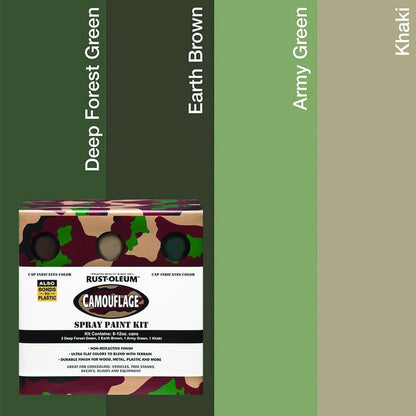 Camouflage 2X Ultra Cover Assorted Spray Paint Kit, Assorted Colors, 12 oz Aerosol Can, 6/Carton