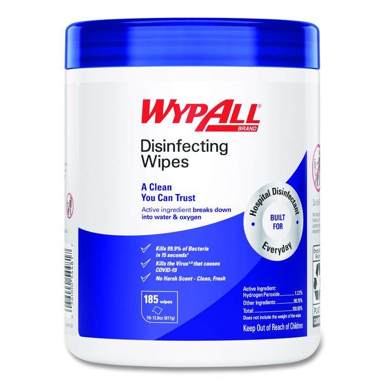 Disinfecting Wipes, 1-Ply, 5.16 x 8.5, Fresh Scent, White, 185 Sheets/Canister, 3 Canisters/Carton