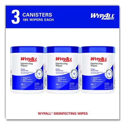Disinfecting Wipes, 1-Ply, 5.16 x 8.5, Fresh Scent, White, 185 Sheets/Canister, 3 Canisters/Carton