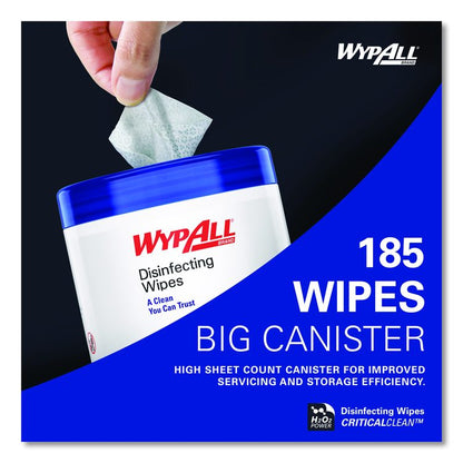 Disinfecting Wipes, 1-Ply, 5.16 x 8.5, Fresh Scent, White, 185 Sheets/Canister, 3 Canisters/Carton