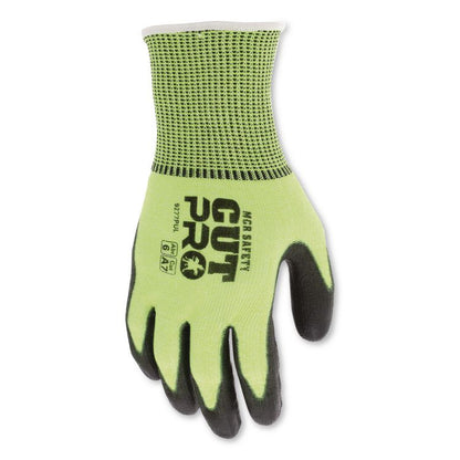 Cut Pro 9277PU Gloves, 10" Long, Large, Black/Lime, 12 Pairs