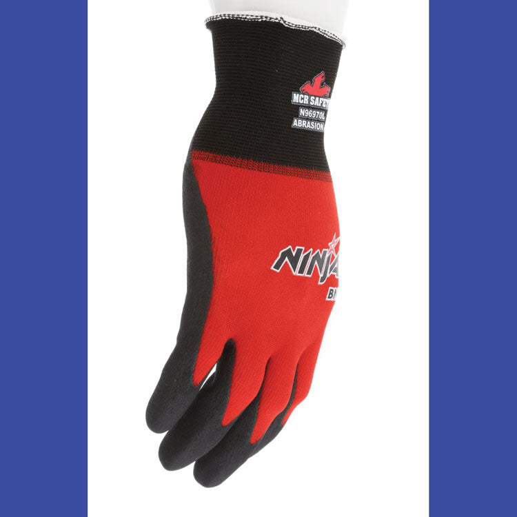 Ninja BNF N96970 Gloves, 10" Long, Medium, Black/Red, 12 Pairs