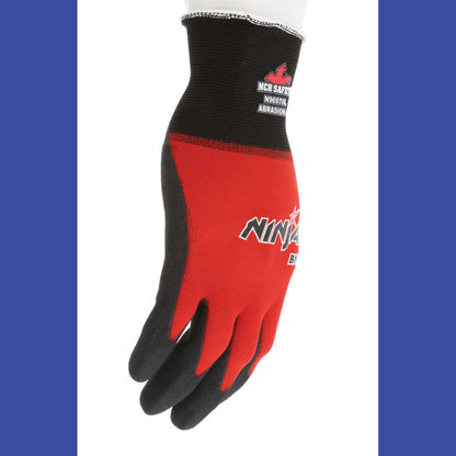 Ninja BNF N96970 Gloves, 10" Long, Medium, Black/Red, 12 Pairs