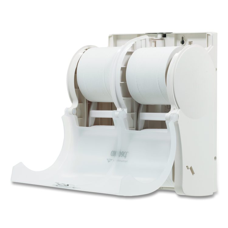 Compact Quad Vertical Four-Roll Coreless Tissue Dispenser, 12.06 x 8 x 14.44, White